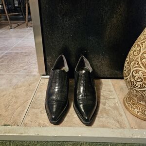 Sam Edelman Black Crocodile Pattern Heeled Boots